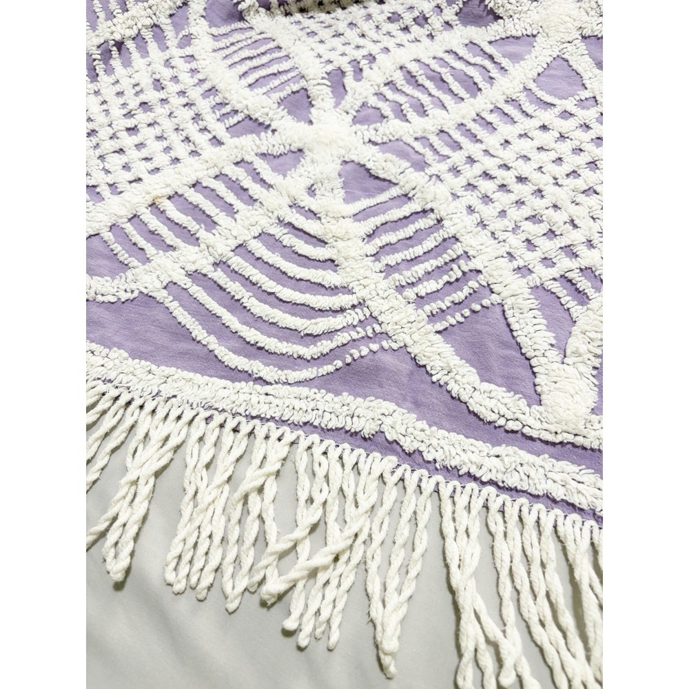 VINTAGE  COTTON CHENILLE BEDSPREAD  Lavender / Purple Full/Queen